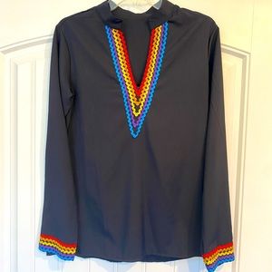 Rainbow Embroidered Silk Blouse